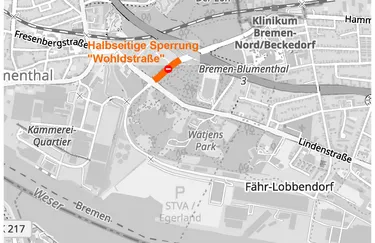 Übersichtsplan Ausbau Fernwärme Bremen-Nord – Wohldstraße